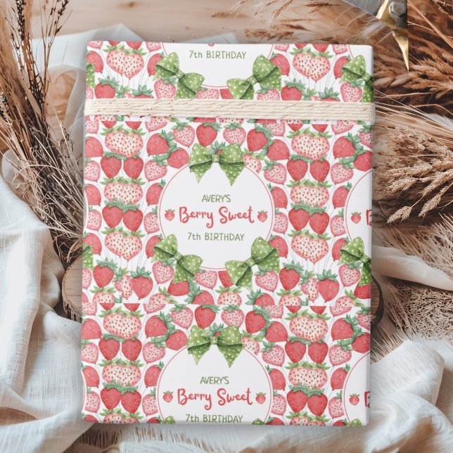 Berry Sweet 7-års födelsedags jordgubbsfest  Presentpapper (Skapare uppladdad)