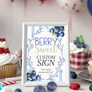 Berry Sweet Anpassad Rosa Blåbär Skylt Inbjudningar