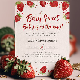 Berry Sweet Baby är på Way Strawberry Shower Inbjudningar