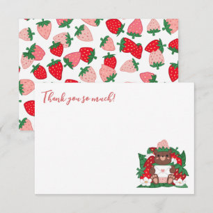 Berry Sweet Baby Rosa Strawberry Bear Baby Shower Tack Kort