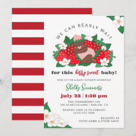 Berry Sweet Baby Rosa Strawberry Girl Baby Shower Inbjudningar