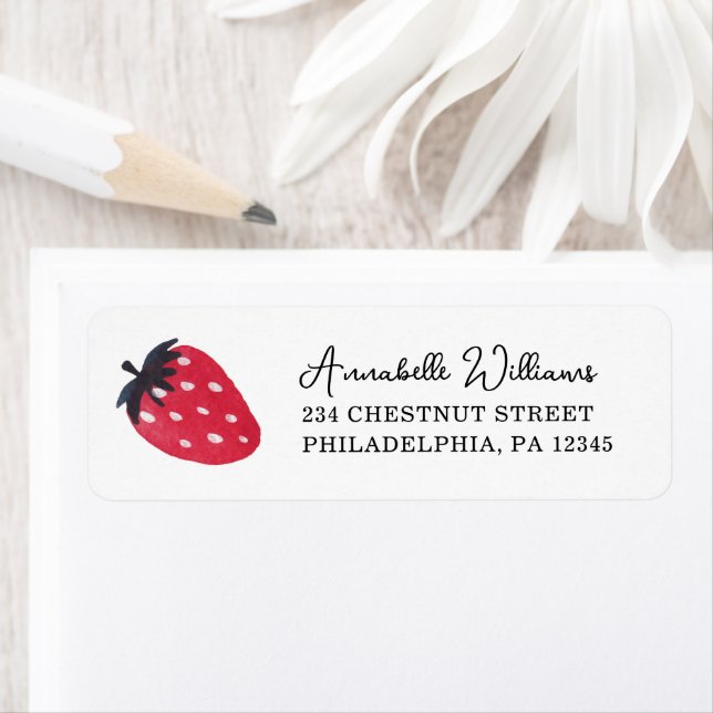 Berry Sweet Baby Shower Address Label Strawberry Returadress Etikett (Insitu)