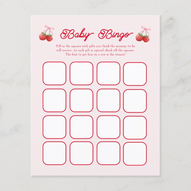 Berry Sweet Baby Shower Bingo Games (Framsida)