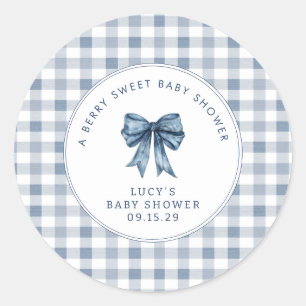 Berry Sweet Baby Shower Blueberry Bow Runt Klistermärke