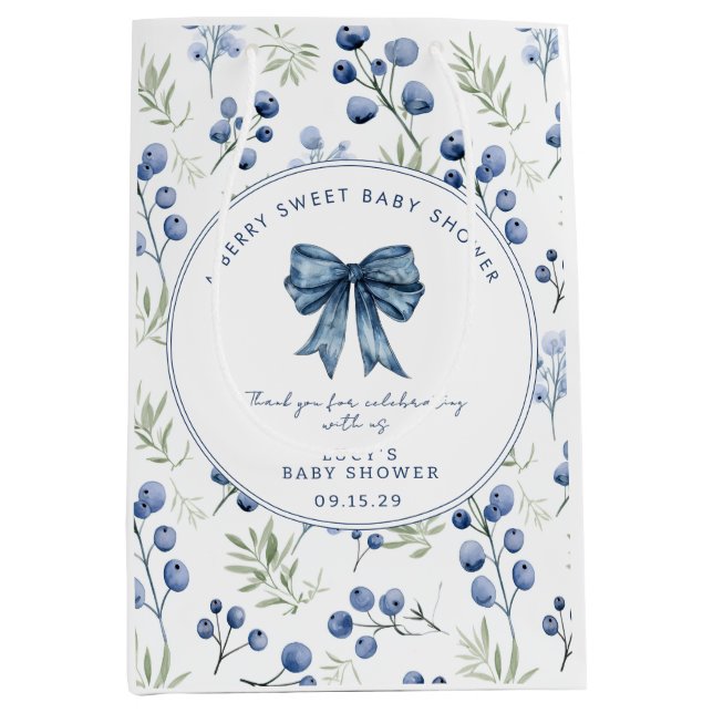 Berry Sweet Baby Shower Blueberry Bow Square (Framsidan)