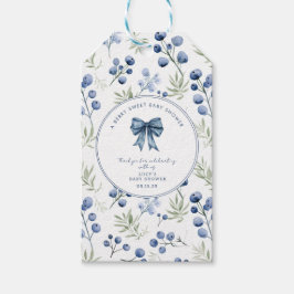 Berry Sweet Baby Shower Blueberry Bow Square Presentetikett