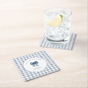 Berry Sweet Baby Shower Blueberry Bow Underlägg Papper Kvadrat