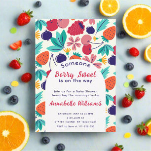 Berry Sweet Baby Shower Colorful Fruit Sommaren Inbjudningar