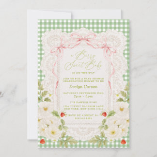 Berry Sweet Baby Shower Coquette Spets Inbjudningar