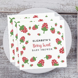 Berry Sweet Baby Shower Cute Strawberry Anpassning Pappersservett