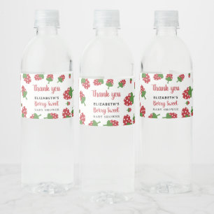 Berry Sweet Baby Shower Cute Strawberry Cute Vattenflaskor Etikett