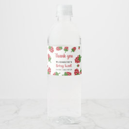 Berry Sweet Baby Shower Cute Strawberry Cute Vattenflaskor Etikett