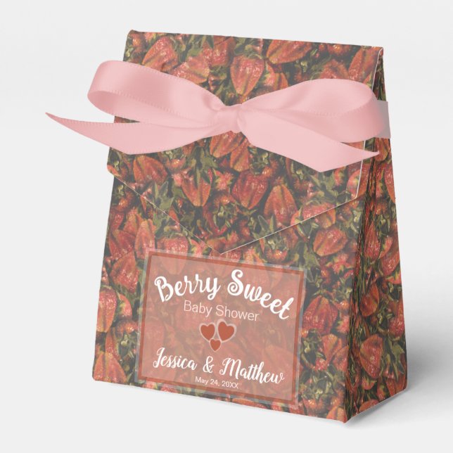 Berry Sweet Baby Shower Favor Boxes - Jordgubbar Presentaskar (Framsidan Sidan)