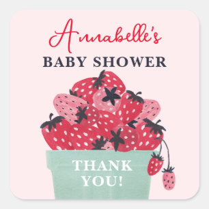 Berry Sweet Baby Shower Favor Stickers Fyrkantigt Klistermärke