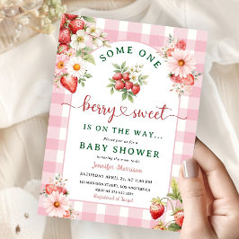 Berry Sweet Baby Shower Girl Rosa Strawberry Inbjudningar