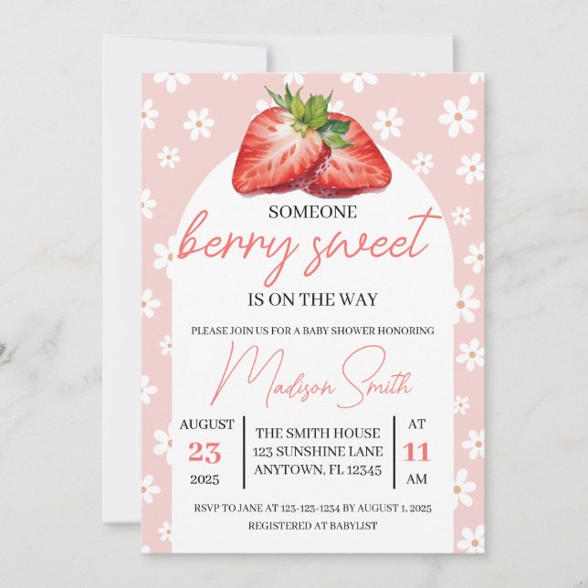 Berry Sweet Baby Shower Inbjudan (Framsida)