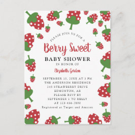 Berry Sweet Baby Shower-inbjudan Cute Strawberry Vykort