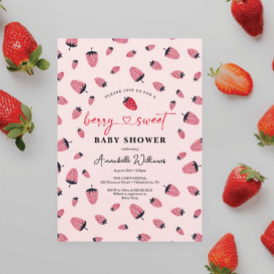 Berry Sweet Baby Shower-inbjudan jordgubbe Inbjudningar