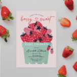Berry Sweet Baby Shower-inbjudan jordgubbe Inbjudningar<br><div class="desc">Den här bärsöta utformningen har en basket av nyligen plockade vattenfärgsjordgubbar i basket i berry. Tillsammans med ett lekfullt skript-teckensnitt för hjärta. Byt lätt bakgrunden till färg! Se hela samlingen för mer matchande objekt!</div>