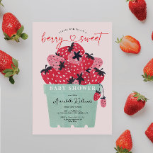 Berry Sweet Baby Shower-inbjudan jordgubbe