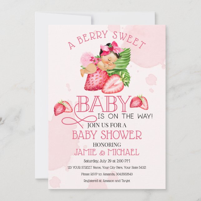 Berry Sweet Baby Shower-inbjudan! Söt Baby! Inbjudningar (Framsida)