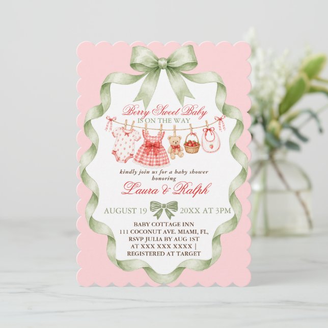 Berry Sweet Baby Shower Inbjudningar (Stående Fram)