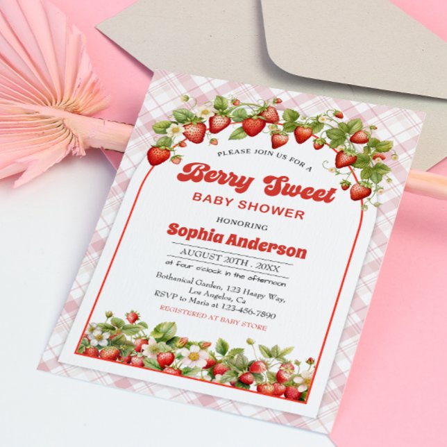 Berry Sweet Baby Shower med jordgubbstema Inbjudningar (Skapare uppladdad)
