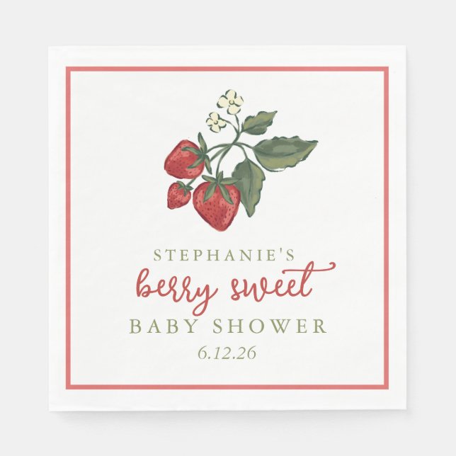 Berry Sweet Baby Shower Napkin Pappersservett (Framsidan)