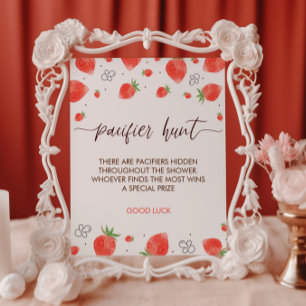 Berry Sweet Baby Shower Nappar Hunt Game Sign Poster