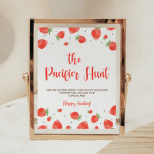 Berry Sweet Baby Shower Nappar Hunt Game Sign Poster