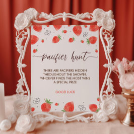 Berry Sweet Baby Shower Nappar Hunt Game Sign Poster