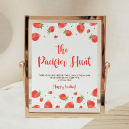 Berry Sweet Baby Shower Nappar Hunt Game Sign Poster