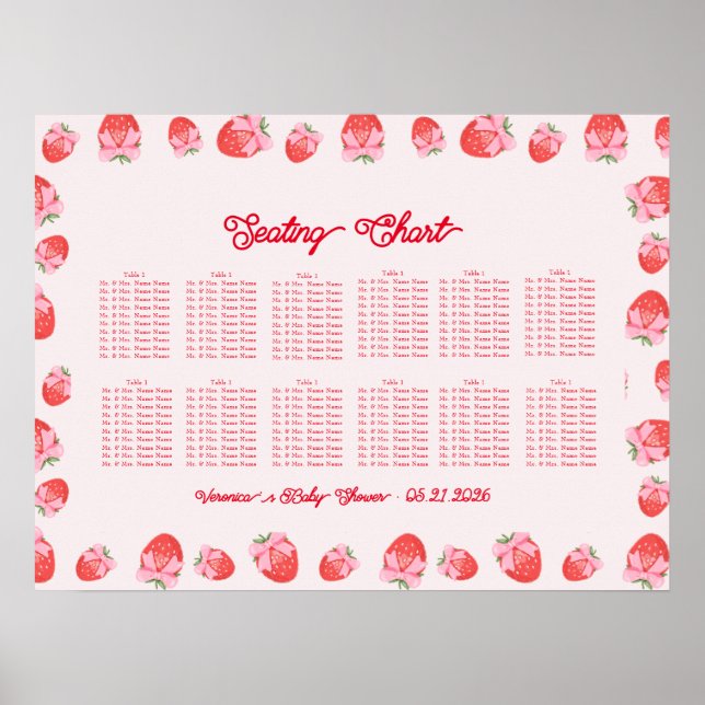 Berry Sweet Baby Shower-sittdiagram Poster (Framsidan)