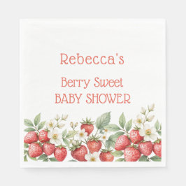 Berry Sweet Baby Shower Strawbär Blommar Pappersservett