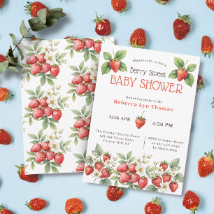 Berry Sweet Baby Shower Strawbär Inbjudningar