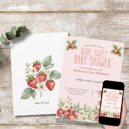 Berry Sweet Baby Shower Strawbär Inbjudningar