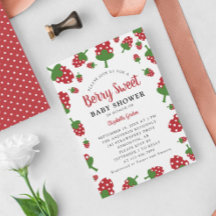 Berry Sweet Baby Shower Strawberry Cute Modern