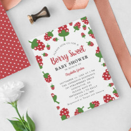 Berry Sweet Baby Shower Strawberry Cute Modern Inbjudningar