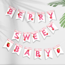 Berry Sweet Baby Shower Strawberry Gingham Rosa