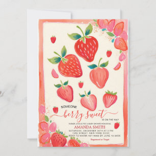 Berry Sweet Baby Shower Strawberry-inbjudan Inbjudningar