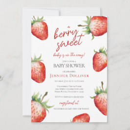 Berry Sweet Baby Shower Strawberry Inbjudningar