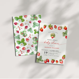 Berry Sweet Baby Shower Strawberry Inbjudningar