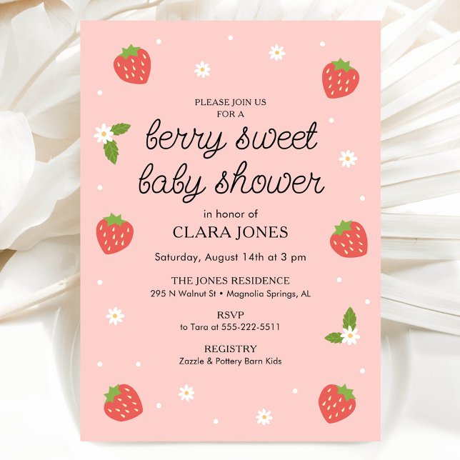Berry Sweet Baby Shower Strawberry Inbjudningar (Skapare uppladdad)