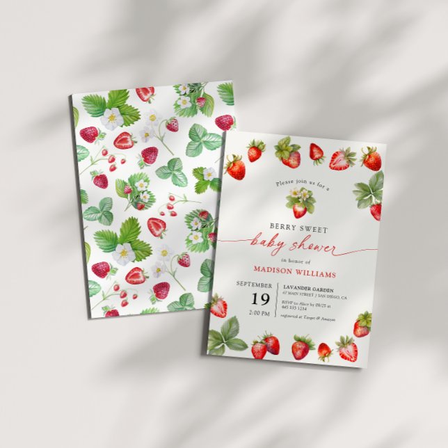 Berry Sweet Baby Shower Strawberry Inbjudningar (Skapare uppladdad)