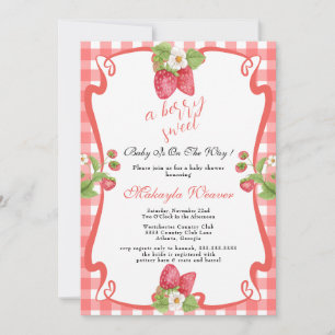 Berry Sweet Baby Shower Strawberry nappe Inbjudningar