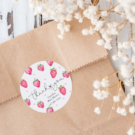 Berry Sweet Baby Shower Strawberry Tack Runt Klistermärke