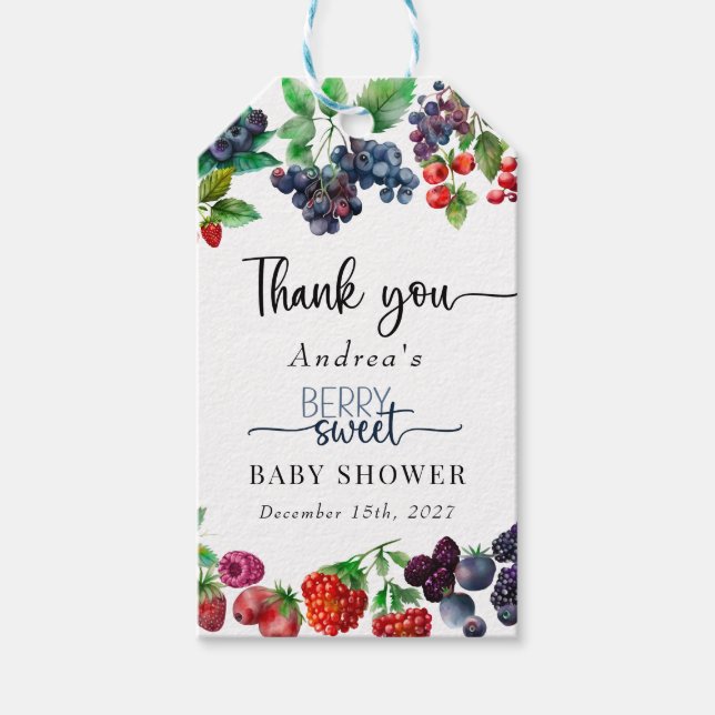 Berry Sweet Baby Shower Tack Presentetikett (Framsidan)