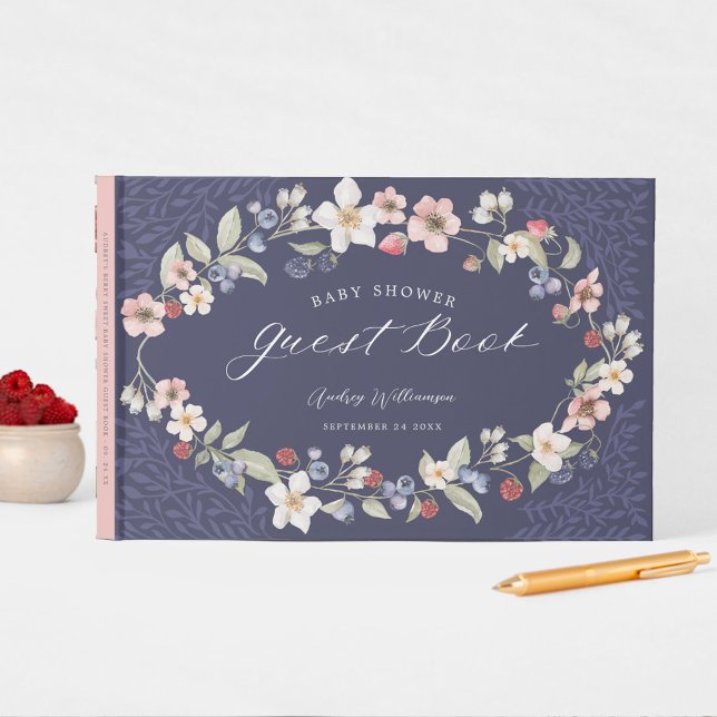 Berry Sweet Baby Shower Vild Berries & Flowers Gästböcker (Berry Sweet Baby Shower Wild Berries & Flowers Guest Book)
