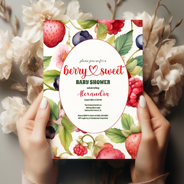 Berry Sweet Baby Shower Vild Berries & Flowers Inbjudningar (Skapare uppladdad)