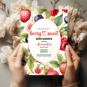 Berry Sweet Baby Shower Vild Berries & Flowers Inbjudningar